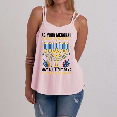 As Your Menorah Glows With Light May All Eight Days Be Warm And Bright Women's Strappy Tank