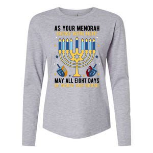 As Your Menorah Glows With Light May All Eight Days Be Warm And Bright Womens Cotton Relaxed Long Sleeve T-Shirt