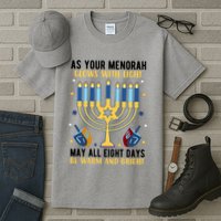 As Your Menorah Glows With Light May All Eight Days Be Warm And Bright Tall T-Shirt