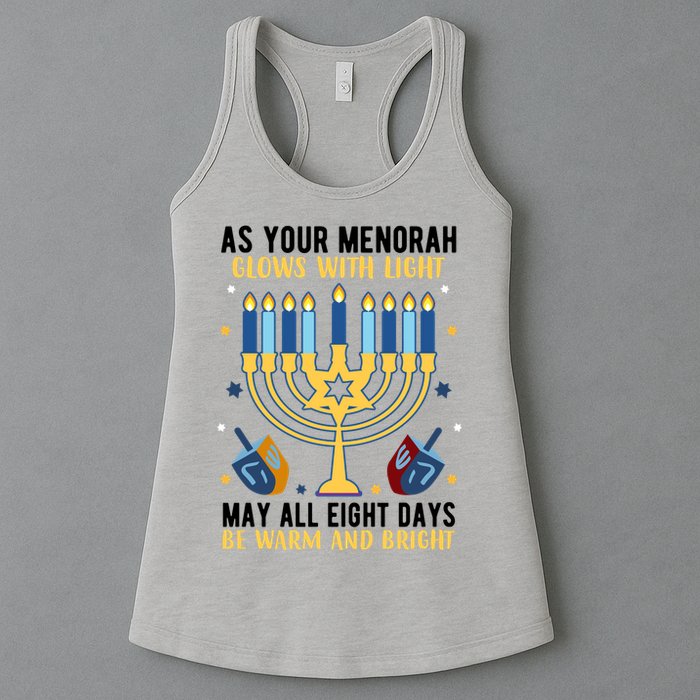 As Your Menorah Glows With Light May All Eight Days Be Warm And Bright Womens Tank Top