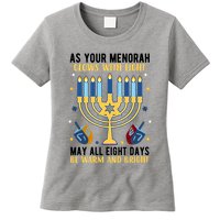 As Your Menorah Glows With Light May All Eight Days Be Warm And Bright Womens T-Shirt