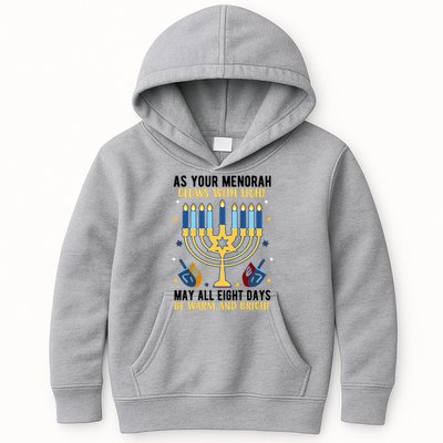 As Your Menorah Glows With Light May All Eight Days Be Warm And Bright Kids Hoodie