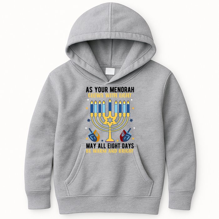 As Your Menorah Glows With Light May All Eight Days Be Warm And Bright Kids Hoodie