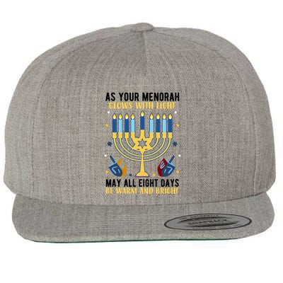 As Your Menorah Glows With Light May All Eight Days Be Warm And Bright Wool Snapback Cap