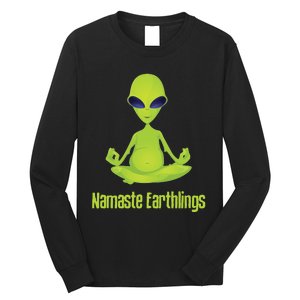 Alien Yoga Meditation Namaste Long Sleeve Shirt