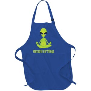 Alien Yoga Meditation Namaste Gift Full-Length Apron With Pockets