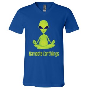 Alien Yoga Meditation Namaste Gift V-Neck T-Shirt