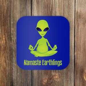 Alien Yoga Meditation Namaste Gift Coaster