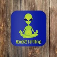 Alien Yoga Meditation Namaste Gift Coaster