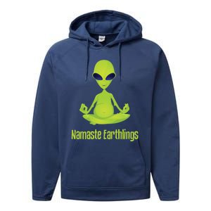 Alien Yoga Meditation Namaste Gift Performance Fleece Hoodie