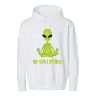 Alien Yoga Meditation Namaste Gift Garment-Dyed Fleece Hoodie