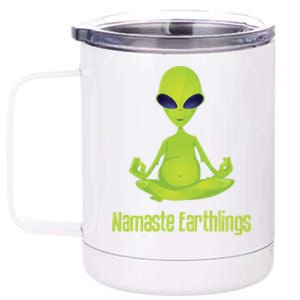 Alien Yoga Meditation Namaste Gift 12 oz Stainless Steel Tumbler Cup