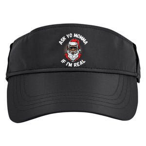 Ask Yo Momma If IM Real Funny African American Santa Black Adult Drive Performance Visor