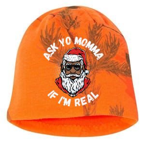 Ask Yo Momma If IM Real Funny African American Santa Black Kati - Camo Knit Beanie