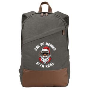 Ask Yo Momma If IM Real Funny African American Santa Black Cotton Canvas Backpack