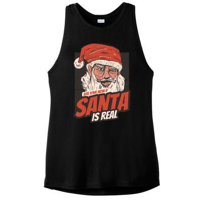 Ask Your Mom If Santa Is Real Funny Ladies PosiCharge Tri-Blend Wicking Tank