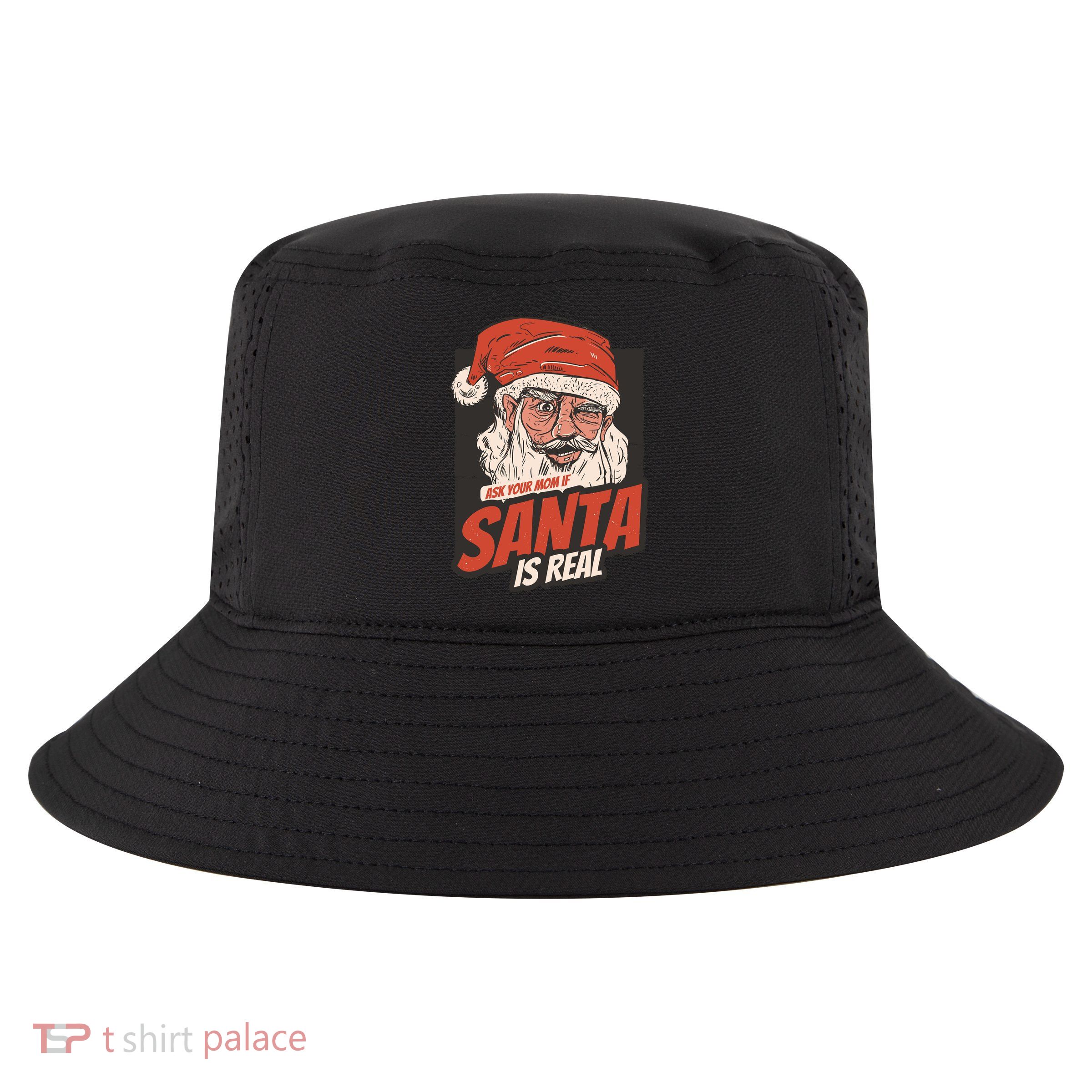Ask Your Mom If Santa Is Real Funny Cool Comfort Performance Bucket Hat