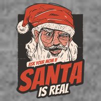 Ask Your Mom If Santa Is Real Funny Pom Pom 12in Knit Beanie