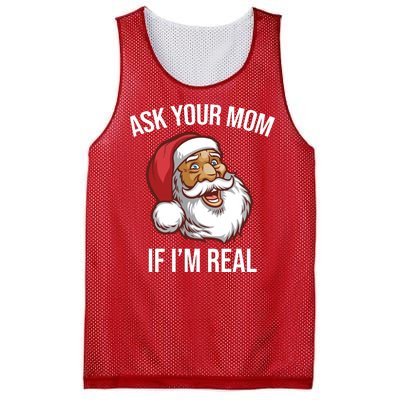 Ask Your Mom If I'm Real Funny Santa Mesh Reversible Basketball Jersey Tank