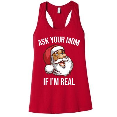 Ask Your Mom If I'm Real Funny Santa Womens Tank Top