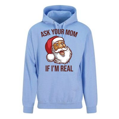 Ask Your Mom If I'm Real Funny Santa Unisex Surf Hoodie