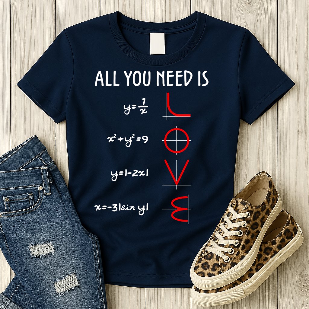 All You Need Is Love Math Vertical Womens T-Shirt