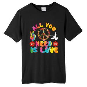 All You Need Is Love Tie Dye Peace Sign 60s 70s Peace Sign Tall Fusion ChromaSoft Performance T-Shirt