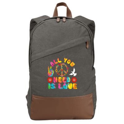 All You Need Is Love Tie Dye Peace Sign 60s 70s Peace Sign Cotton Canvas Backpack