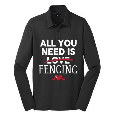 All You Need Is Fencing Valentine Party Gift Silk Touch Performance Long Sleeve Polo