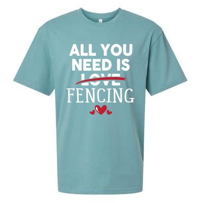 All You Need Is Fencing Valentine Party Gift Sueded Cloud Jersey T-Shirt