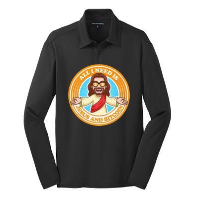 All You Need Is Jesus And Bitcoin Silk Touch Performance Long Sleeve Polo