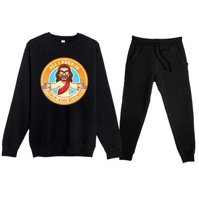 All You Need Is Jesus And Bitcoin Premium Crewneck Sweatsuit Set