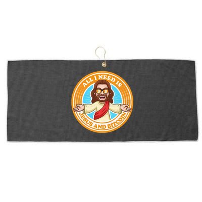 All You Need Is Jesus And Bitcoin Large Microfiber Waffle Golf Towel