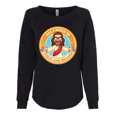 All You Need Is Jesus And Bitcoin Womens California Wash Sweatshirt