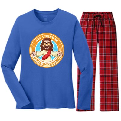 All You Need Is Jesus And Bitcoin Women's Long Sleeve Flannel Pajama Set 