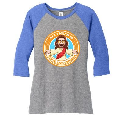 All You Need Is Jesus And Bitcoin Women's Tri-Blend 3/4-Sleeve Raglan Shirt