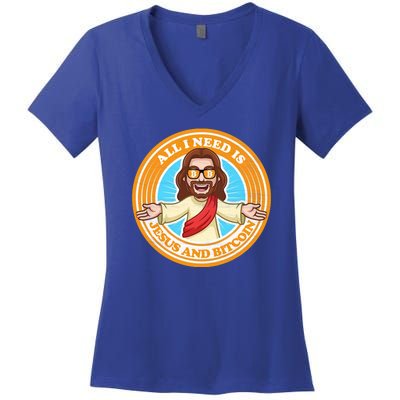 All You Need Is Jesus And Bitcoin Women's V-Neck T-Shirt