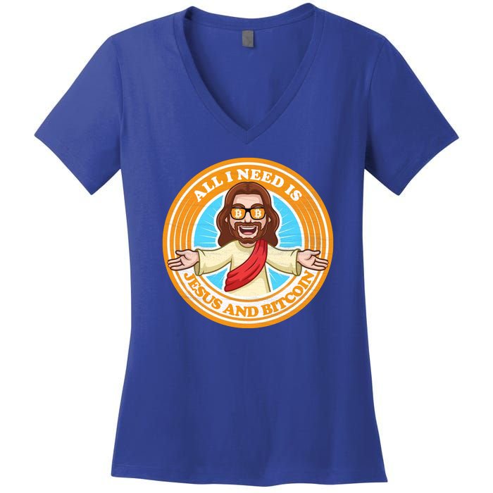 All You Need Is Jesus And Bitcoin Women's V-Neck T-Shirt