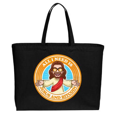 All You Need Is Jesus And Bitcoin Cotton Canvas Jumbo Tote