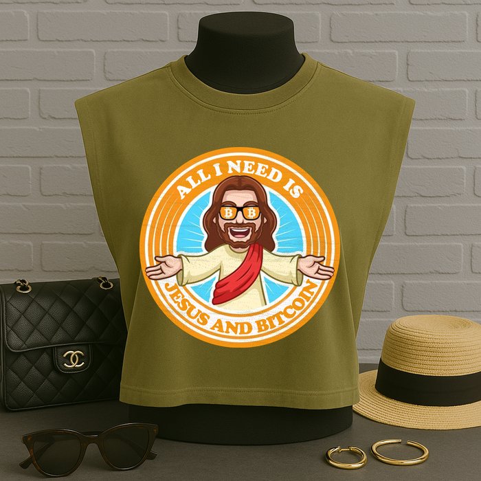 All You Need Is Jesus And Bitcoin Garment-Dyed Women's Muscle Tee