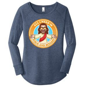 All You Need Is Jesus And Bitcoin Women's Perfect Tri Tunic Long Sleeve Shirt