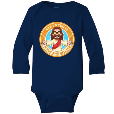 All You Need Is Jesus And Bitcoin Baby Long Sleeve Bodysuit