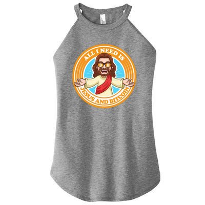 All You Need Is Jesus And Bitcoin Women's Perfect Tri Rocker Tank