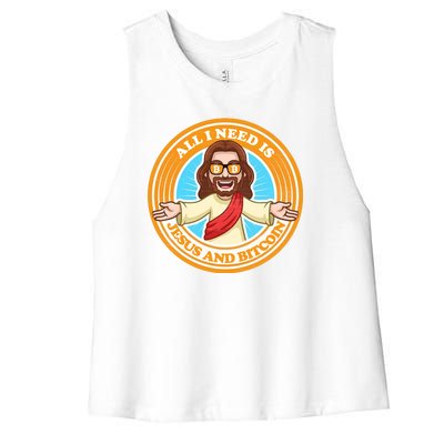 All You Need Is Jesus And Bitcoin Women's Racerback Cropped Tank