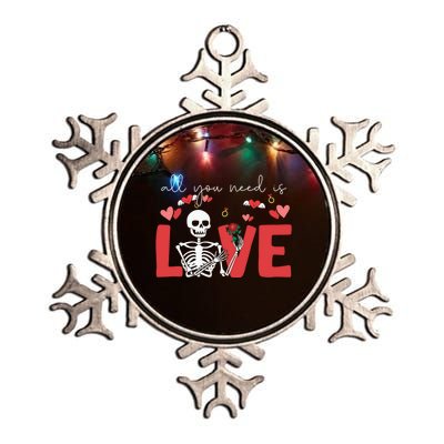 All You Need Is Love Skeleton Bones Valentines Day Quote Cool Gift Metallic Star Ornament