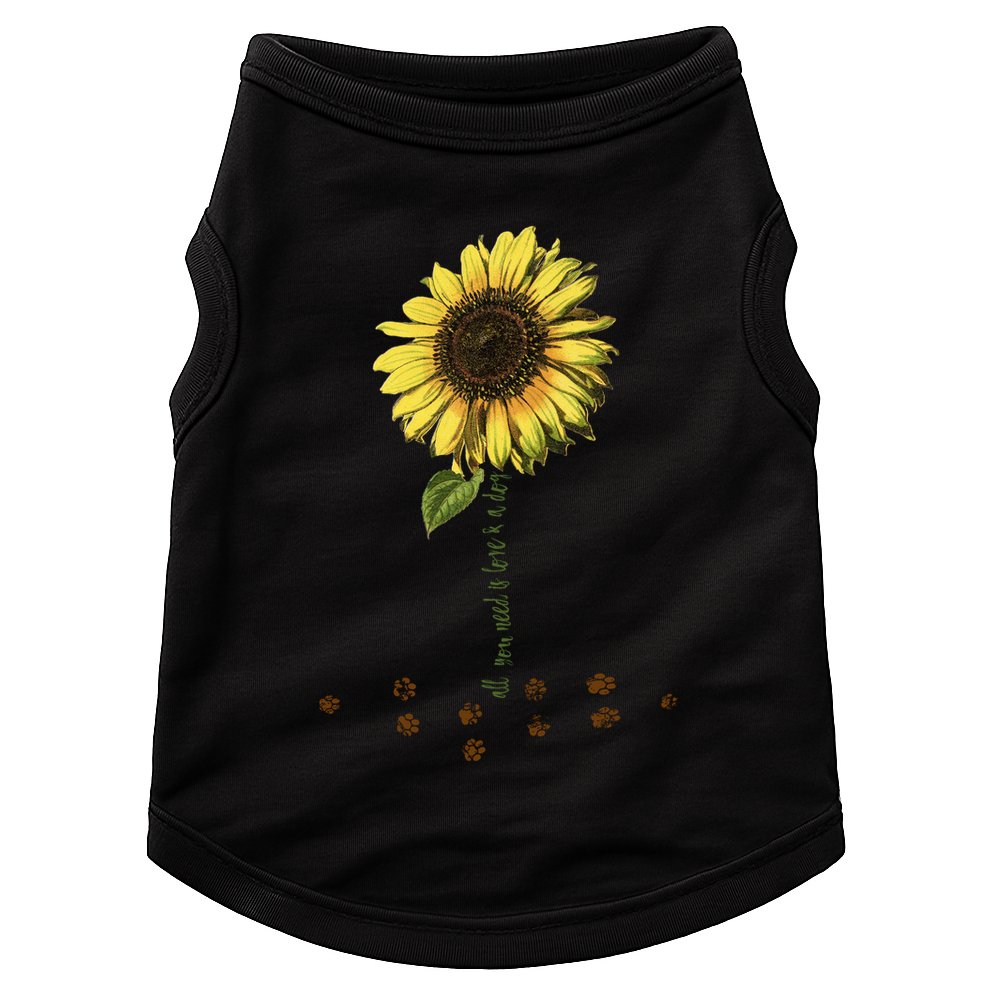 All You Need Is A Dog And Love Sunflower Paw Prints Gift Doggie Tank