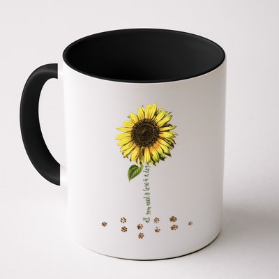 All You Need Is A Dog And Love Sunflower Paw Prints Gift Mug