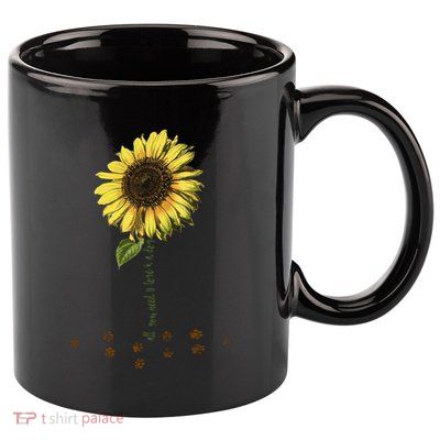 All You Need Is A Dog And Love Sunflower Paw Prints Gift 11oz C Handle Ceramic Mug