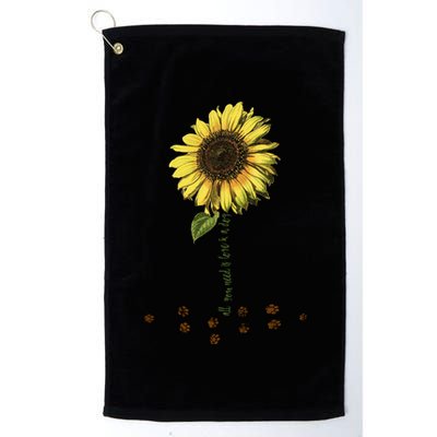 All You Need Is A Dog And Love Sunflower Paw Prints Gift Golf Towel