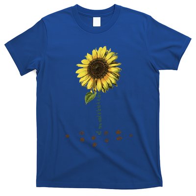 All You Need Is A Dog And Love Sunflower Paw Prints Gift T-Shirt